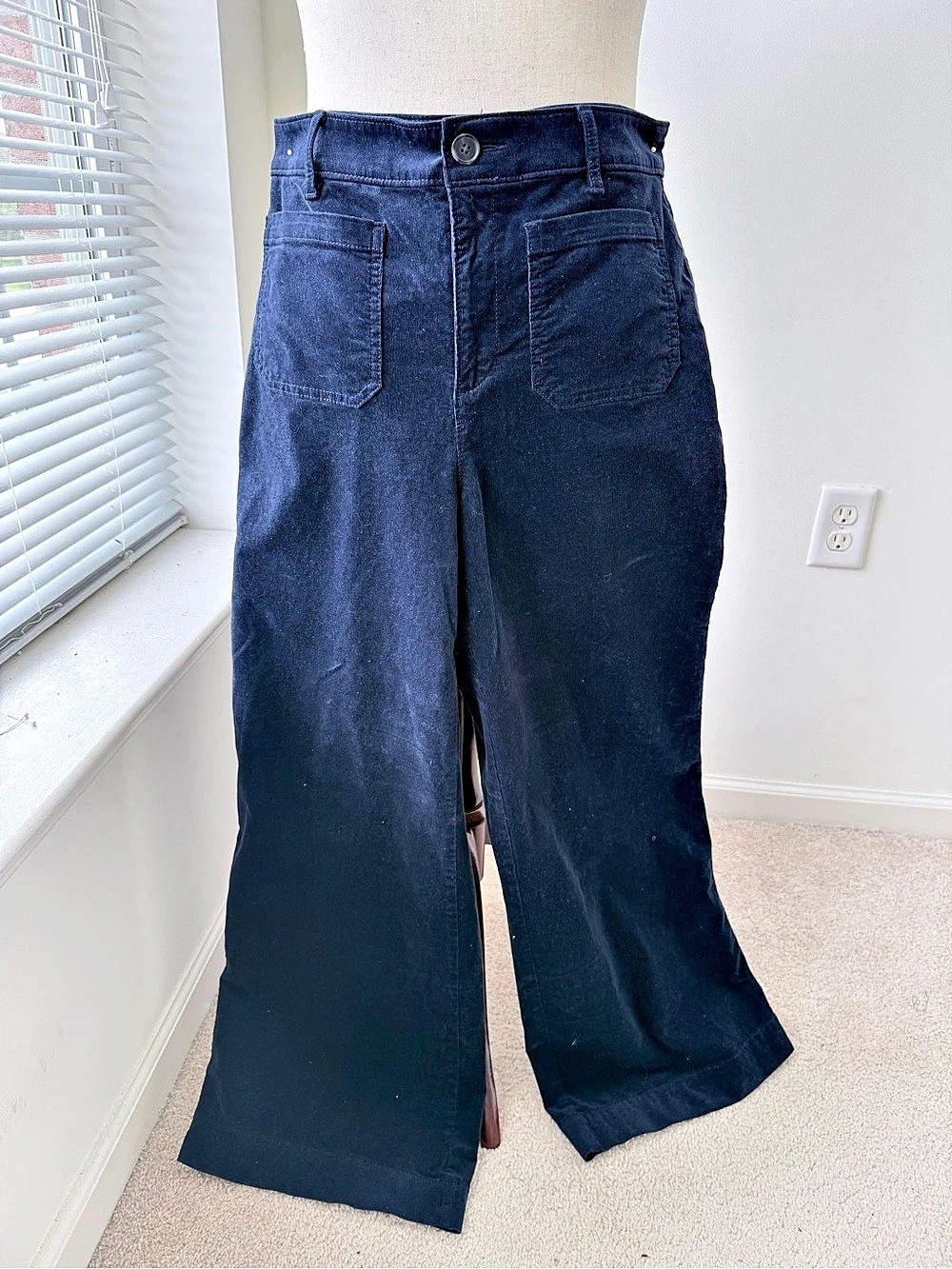 Loft The Palmer Wide Leg Cotton Pants in Blue